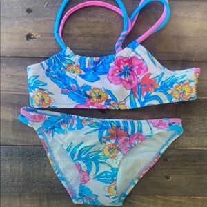 Floral Kids Bikini Set - Pink and Blue